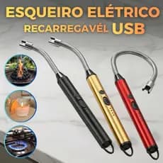Acendedor de Fogão Elétrico Recarregável USB Tecnologia de Ignição por Arco Cores Sortidas