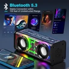 Caixa de Som Bluetooth com Alto-Falante Duplo e Subwoofer Tech Luz Super Potente TWS Sem Fio V8