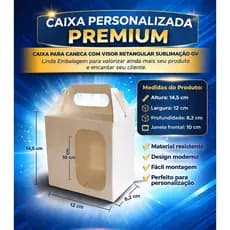 Caixa para Caneca com Visor Retangular + Alça | 100 Unid | Ideal para Sublimação e Presentes