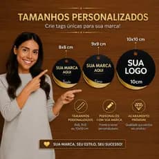 Tag Redonda Personalizada Frente e Verso Alta Qualidade para Lembrancinhas Brindes e Produtos