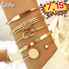 Conjunto De Pulseira De Torção Geométrica 5 Peças Para Mulheres Minimalista Empilhável Presente De Joias Da Sorte-UF