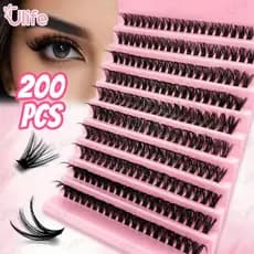 Kit De Pacotes De Cílios Postiços De Vison-200 Clusters De Volume 40D Individuais Para Extensões DIY-UF