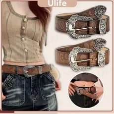 Cinto Decorativo Feminino Padrão Marrom Com Cintura Decorativo Em Relevo-UF