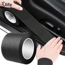 Adesivo Automotivo Preto Fibra de Carbono Preto 4D Carro AntiRisco Soleira Porta Espelho Lateral Coluna UF