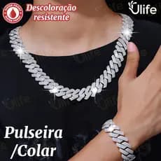 Novo Corrente Cravejada Colar De Pregos De Corrente Hip Hop Europeu E Americano De 14MM Cubana De Gelo Trendsetter-ulife