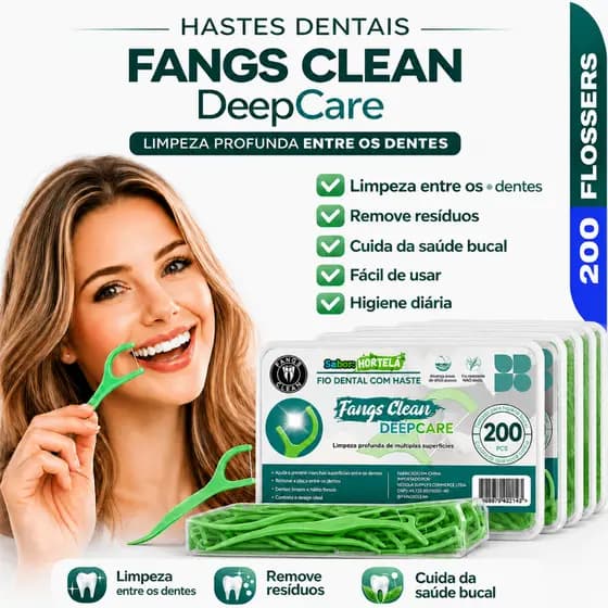 Fio Dental Com Haste Palito Dental Fangs Clean Deepcare Sabor Hortelã Air 200 Unidades Kit 4 Caixas Interdental Completo