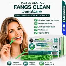 Fio Dental Com Haste Palito Dental Fangs Clean Deepcare Sabor Hortelã Air 200 Unidades Kit 4 Caixas Interdental Completo