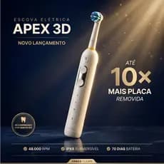 Escova De Dentes Elétrica Recarregável Fangs Clean Apex 3d Rotação 3d Oscilante 48.000 Rpm Compatível Oral-b Ipx8
