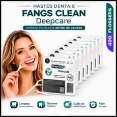 Fangs Clean Deep Care – Fio Dental com Haste 2 em 1, Kit 150/200/400/ Palito Interdental Macio e Resistente, Cabo Ergo
