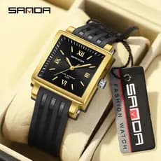 SANDA 3208 Relógio De Quartzo Para Luxo Feminino 3ATM À Prova D'água Dourado Novo Pulso Quadrado