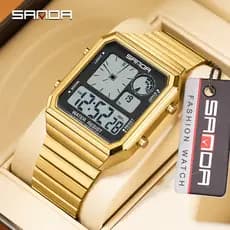 SANDA 6399 Venda Quente Quadrado Masculino Juventude Lazer Cronômetro Código De Temporização Luminoso À Prova D'água Rel