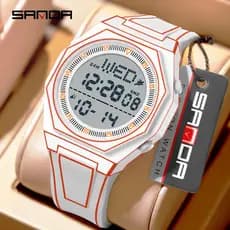 SANDA 9097 Relógio Eletrônico Masculino Esportivo Multifuncional À Prova D'água Cor Luminosa Despertador Temporizador Fe