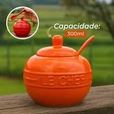 Açucareiro de Cerâmica C/ Colher 300ml Le Chef - Hauskraft