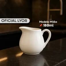 Jarra Leiteira Molheira de Porcelana Clean Branca Milão Lyor 180ml Design Moderno