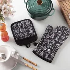 Kit Luva e Pegador Térmico Para Cozinha 2 Peças Jolitex -  Kitchen Preto Jolitex