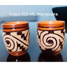 Copo Barro Cerâmica Marajoara 150 ML - Produto Artesanal, Africano, Decoração