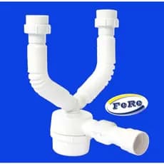 Sifão Sanfonado de Copo Duplo PVC  Cano Branco Instalação Fácil Para Pia