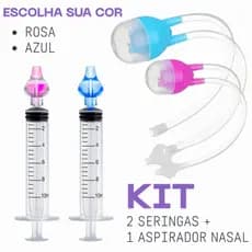 Kit 2 Seringa + 1 Aspirador Nasal Bebe Lavagem Nasal Limpeza Infantil