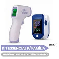 Kit Essencial Para Família Termômetro Laser Para Febre e Bebê + Oxímetro Dedo Digital Preciso
