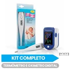 Kit Termometro Digital + Oximetro Dedo Digital Medidor De Saturação e Frequência Cardíaca Portátil
