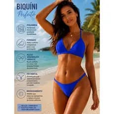 Biquíni Fita Fio Dental Marquinha de Bronze Bojo Removivel Regulável Azul Royal Aviador