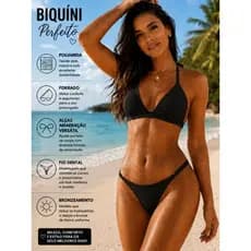 Biquíni Fita Fio Dental Marquinha de Bronze Bojo Removível Preto Aviador