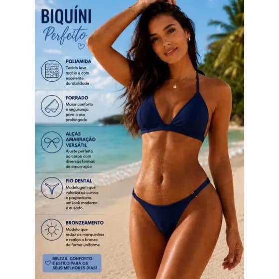 Biquíni Fio Dental De Fita Regulagem Com Bojo Removivel  Marquinha Bronze Aviador Tendência verão2026