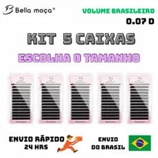 Kit 5 Caixas Cilios Volume Brasileiro YY 0.07 D bella moça, lash, alongamento extensão de cílios designer volume egípcio