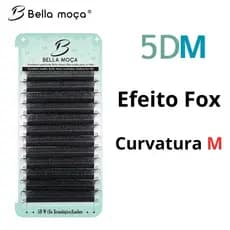 Cílios Bella Moça 5D curvatura M para efeito Fox eyes Mix 8-12mm fios preto
