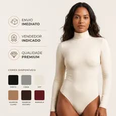 Body Gola Alta Feminino Manga Longa em Suplex Premium | Modelo Cacharrel, Segunda Pele Inverno