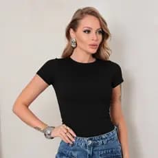 Blusa Blusinha Feminina Suplex Duplo Básica Elegante Blogueira Tendencia Estilosa Clean Tendencia