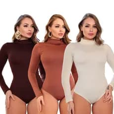 Kit com 3 Body Femininos para o Frio | Suplex Encorpado | Gola Alta Moderna