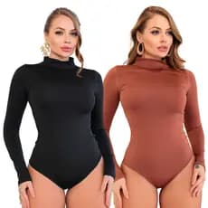 Kit 2 Body Bori Feminino Manga Longa Gola Alta Suplex Inverno Frio Moda Blogueira Sem Transparência