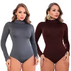 Body Gola Alta Feminino Suplex Kit 2 Peças Segunda Pele Chic Cacharrel Bory Bore