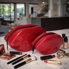 Necessaire Feminina Formato Boca+ Bolsinha Boca Organizador Multiuso para Maquiagem, Viagem