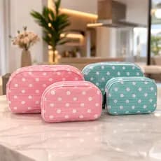 Necessaire Feminina Flores + Bolsinha Organizador Multiuso para Maquiagem, Viagem