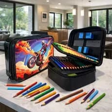 Estojo Box Organizador para escola Grande e Divisórias c/52 espaços MotoCross