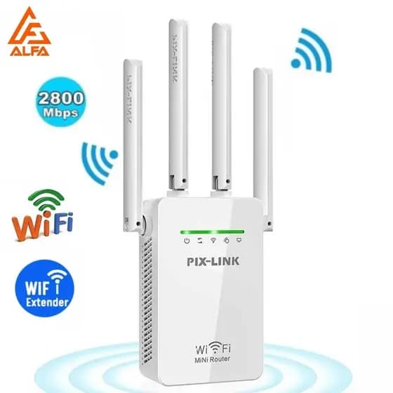 Repetidor e Roteador Wifi 4 Antenas Amplificador De Sinal 2800M Pix-link