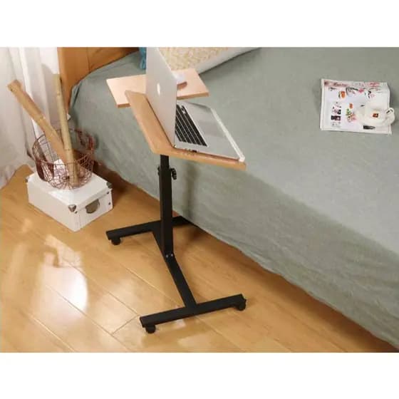 Mesa para laptop com rodas, altura ajustável, tampo de MDF inclinável escolar e escritorio
