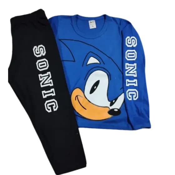 Pijama Menino infantil Do Sonic Conjunto 100% Algodão