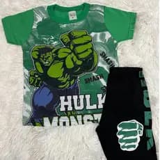 Fantasia Do Hulk Infantil Menino Camisa Bermuda Algodão