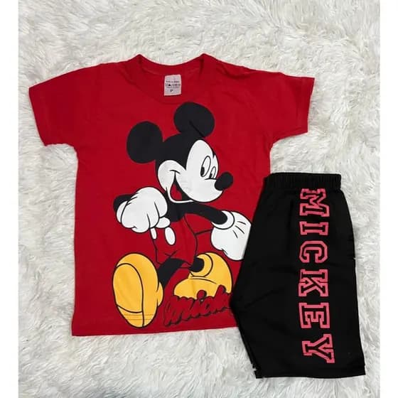 Conjunto  Fantasia Infantil Menino Mickey Short e Blusa 100% algodão