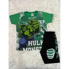 Fantasia Hulk Conjunto Menino Infantil Short e Blusa
