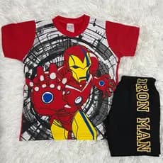 Fantasia Homem de Ferro Conjunto Short e Blusa 100% Algodão