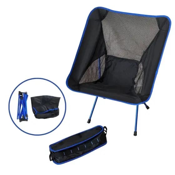 Cadeira Dobrável para Camping com Bolsa de Transporte, Preta
