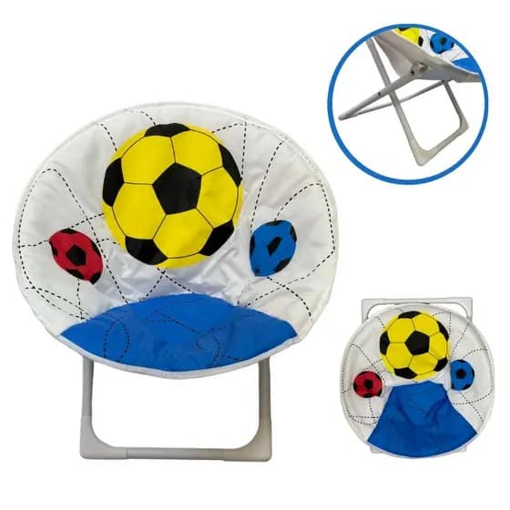 Cadeira Moon Infantil Importway, Cadeira de Camping e Praia, Branca Estampa Futebol