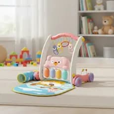 Andador Empurrador Infantil 2x1 Tapete Piano Musical