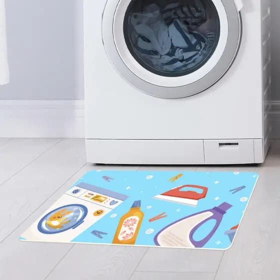Tapete para Lavanderia Antiderrapante 60x34cm Lava Roupas