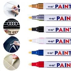 Caneta Permanente Prova Dágua Reparadora Retoque Automotivo Tira Risco Paint Placa Carro Moto Pneu Tênis Secagem Rápida