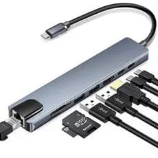 Hub Usb C 8 Em 1 Adaptador Hdmi 4K Lan Rj45 Ethernet Tipo C Sd Tf USB 3.0 Leitor de Cartão Macbook Pro Air Notebook